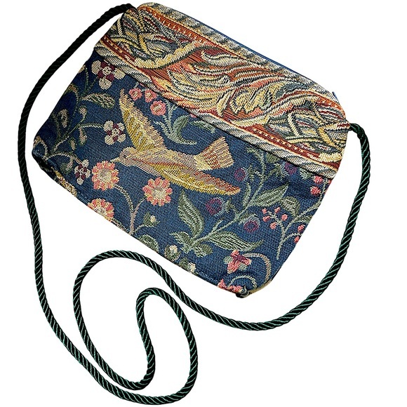 Vintage Tapestry purse monkey bird flowers green boho bohemian EUC - Picture 1 of 9